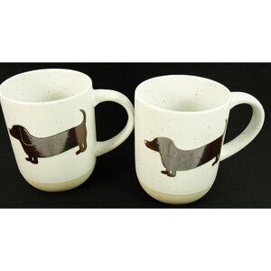 Dachshund Dog Stoneware Coffee Mugs Set of 2 Harvest Green Studio UK